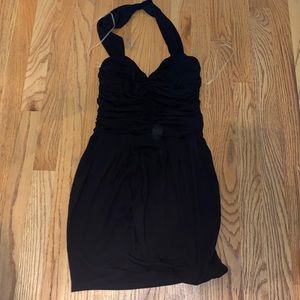 Halter black slip dress